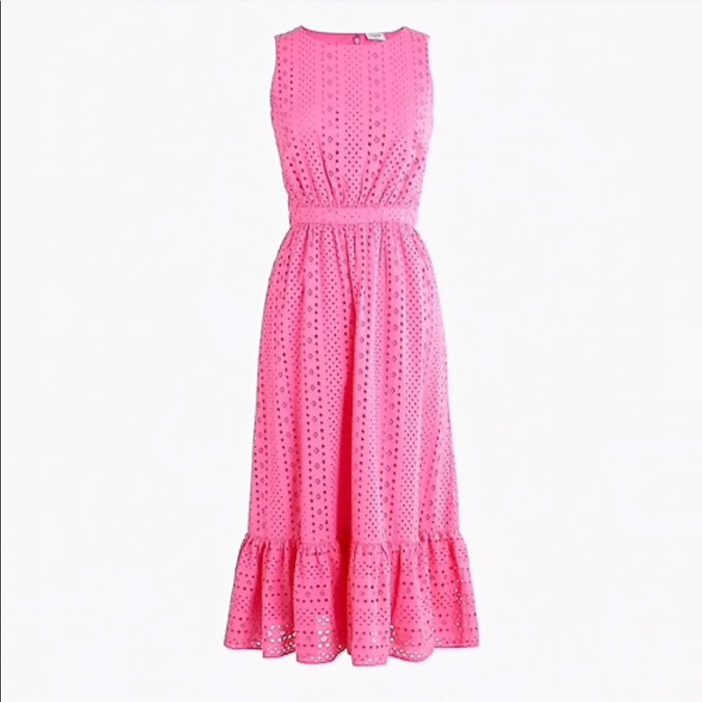 J crew midi dress Eyelet-embroidered tiered